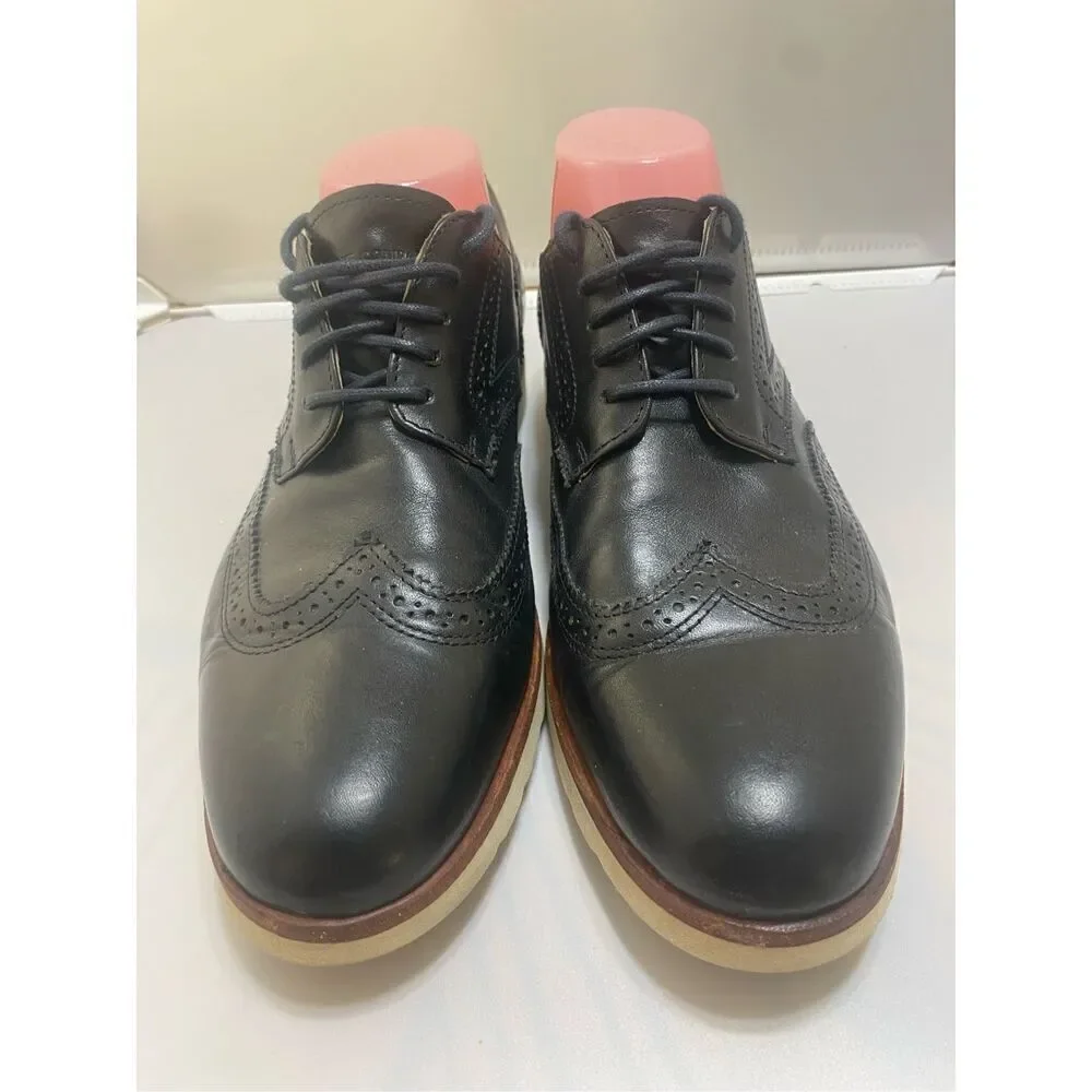 Frye James Crepe Mens Black Leather Lace Up Wingtip Oxfords Shoes Size 9.5